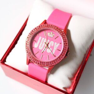 Vintage Juicy Couture Womens Pink Dial Rhinestones Dial Quartz Classic Y2k